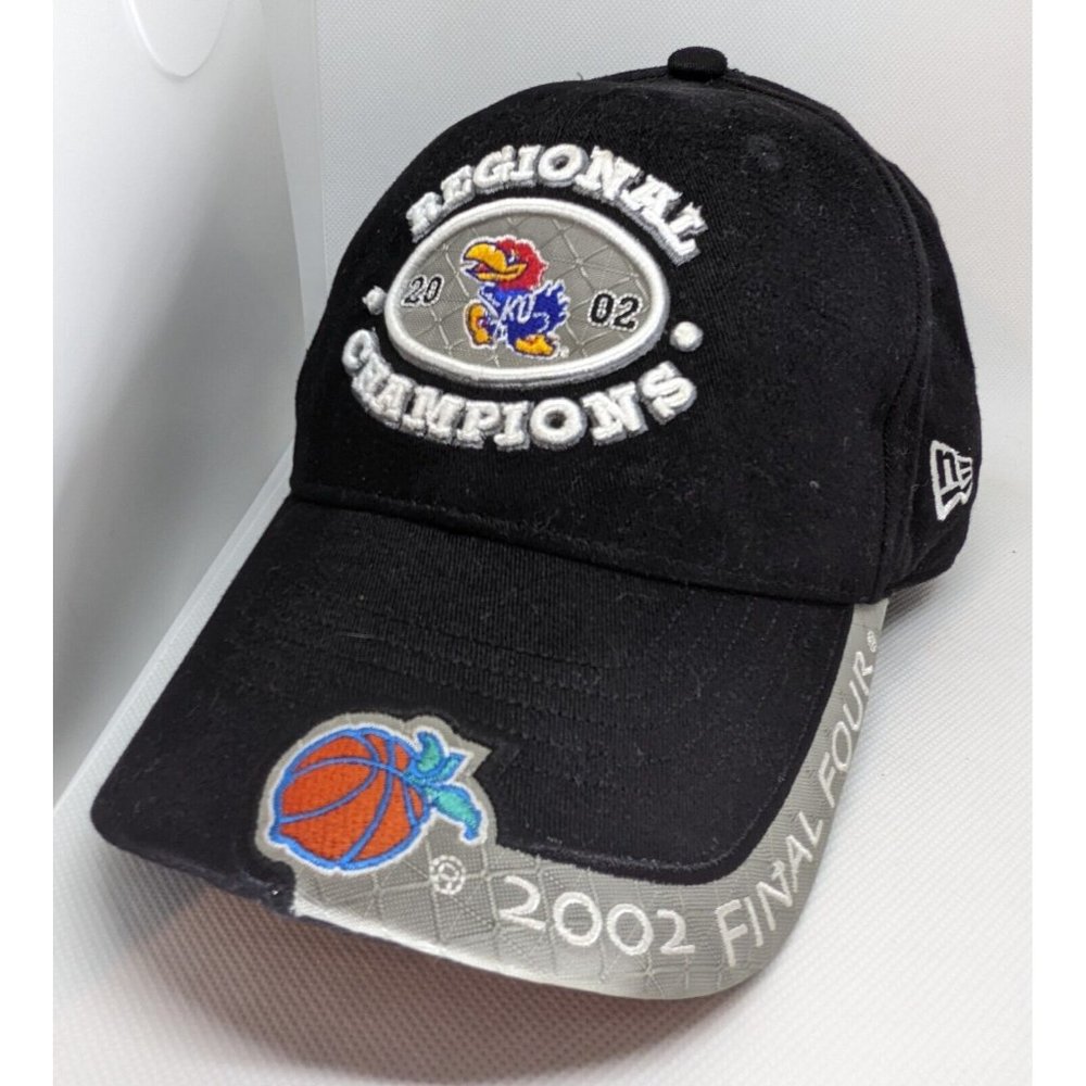 KU Kansas University Vintage 2002 Final Four Hat Cap Adjustable Black RARE!! EUC